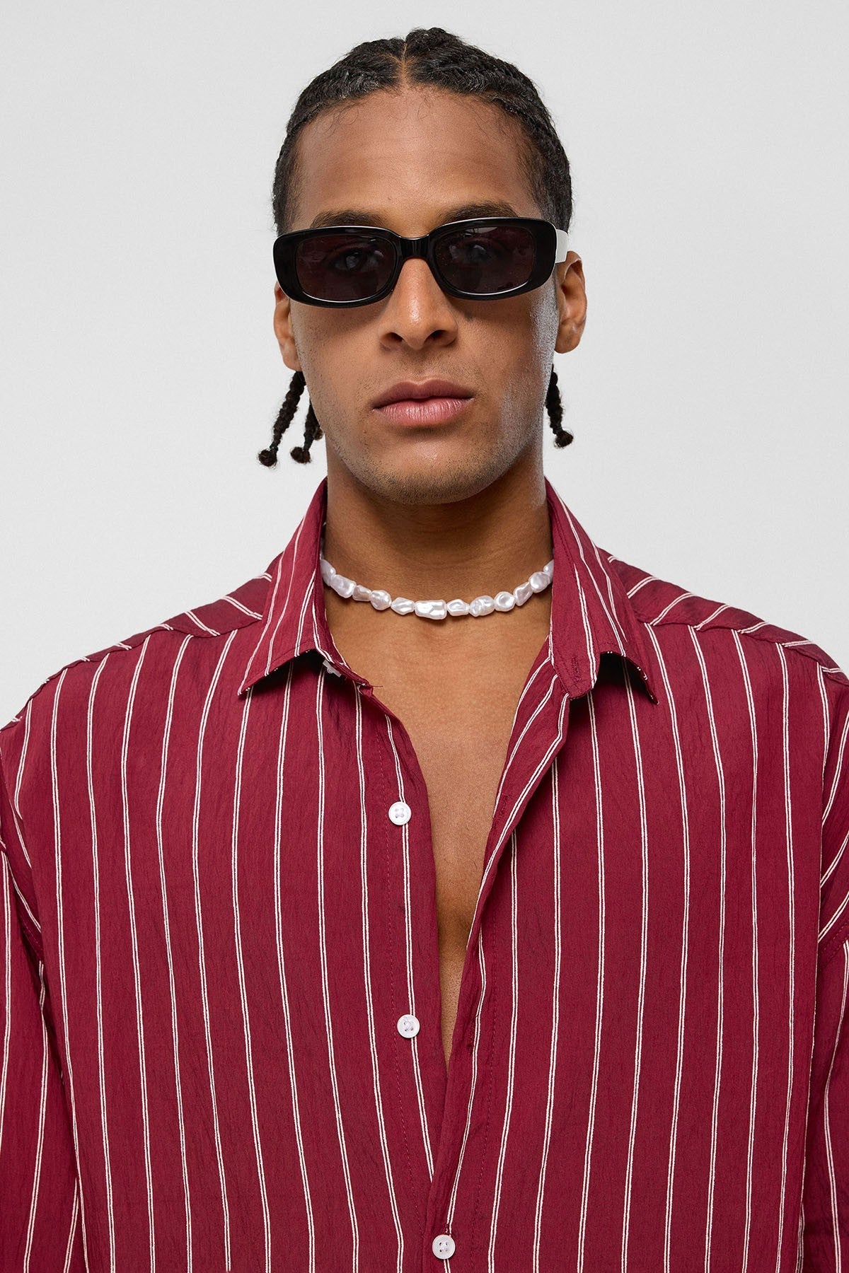 Oversized Striped Long-Sleeve Shirt