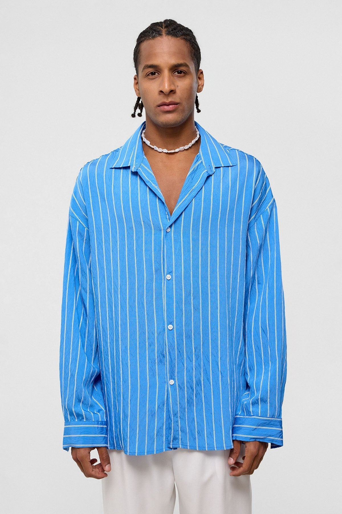 Oversized Striped Long-Sleeve Shirt