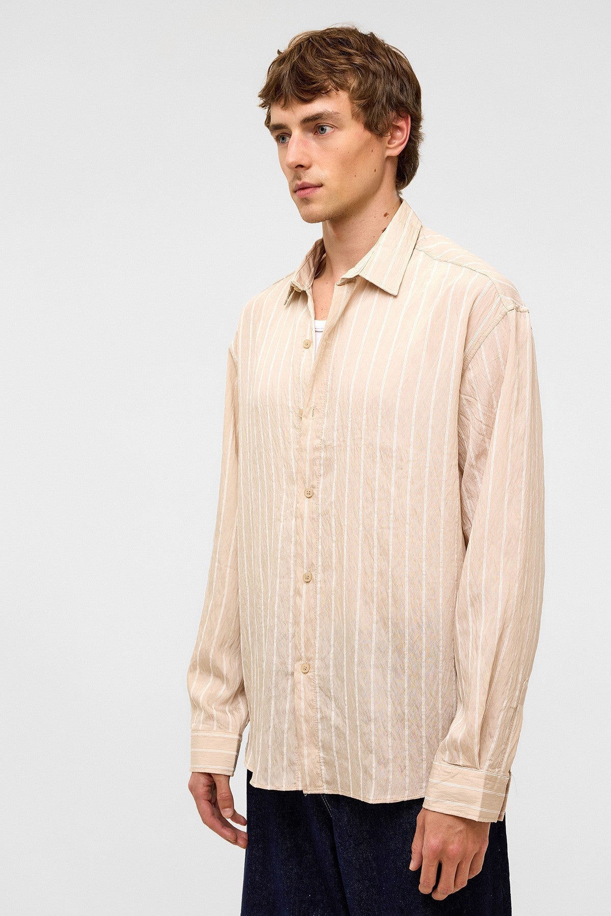 Oversized Striped Long-Sleeve Shirt