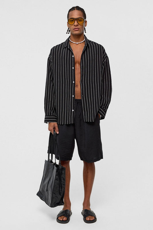 Oversized Striped Long-Sleeve Shirt