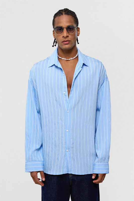Oversized Striped Long-Sleeve Shirt