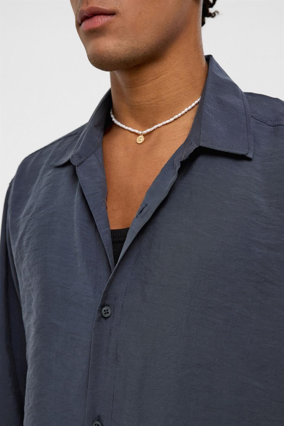 Basic Oversized Long-Sleeve Modal-Blend Shirt