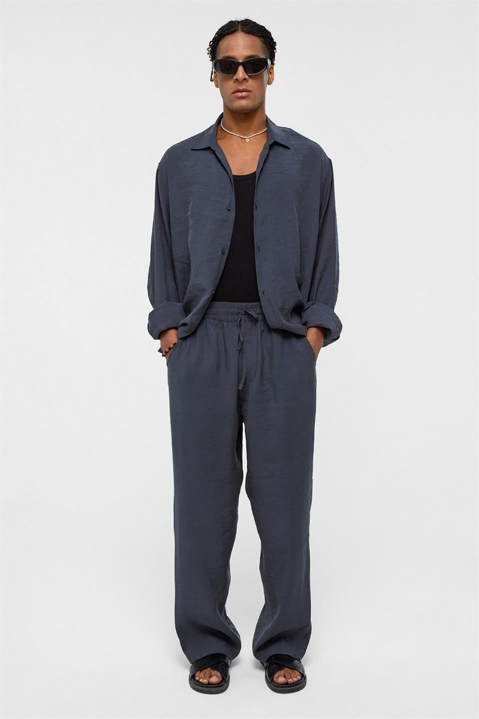 Basic Oversized Long-Sleeve Modal-Blend Shirt