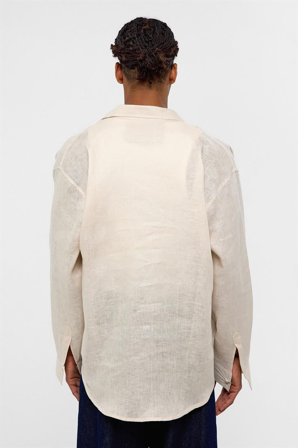100% Linen Oversized Long-Sleeve Shirt
