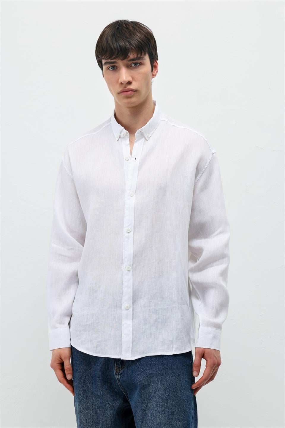 100% Linen Oversized Long-Sleeve Shirt