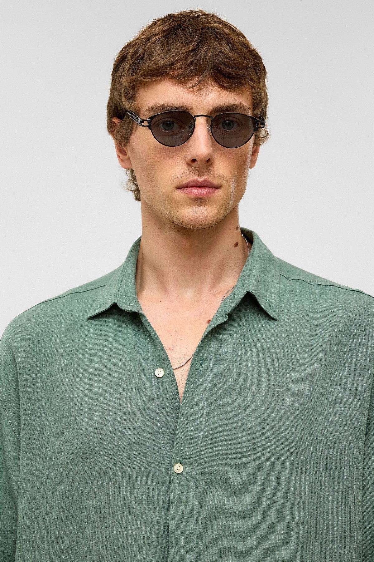 Oversized Long-Sleeved Linen Shirt