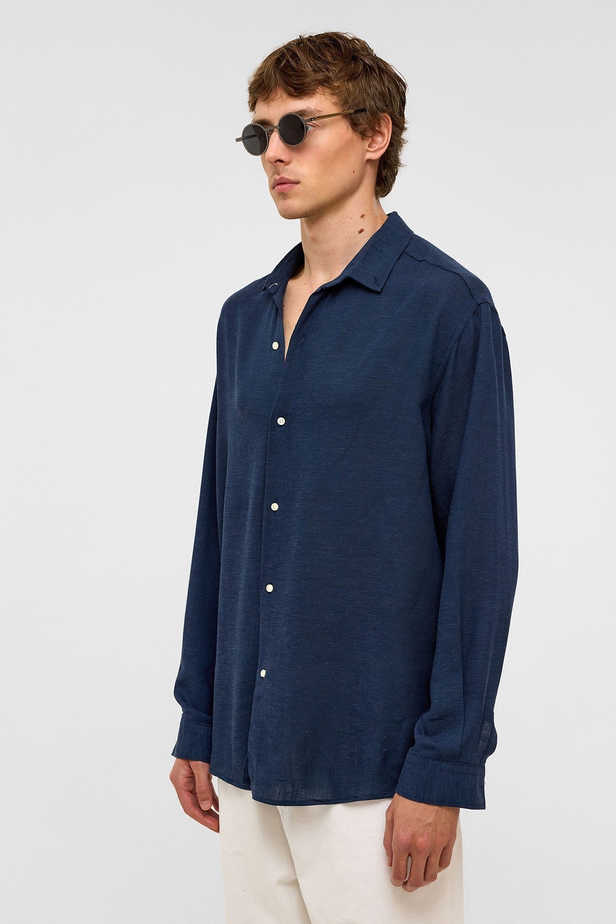 Oversized Long-Sleeved Linen Shirt