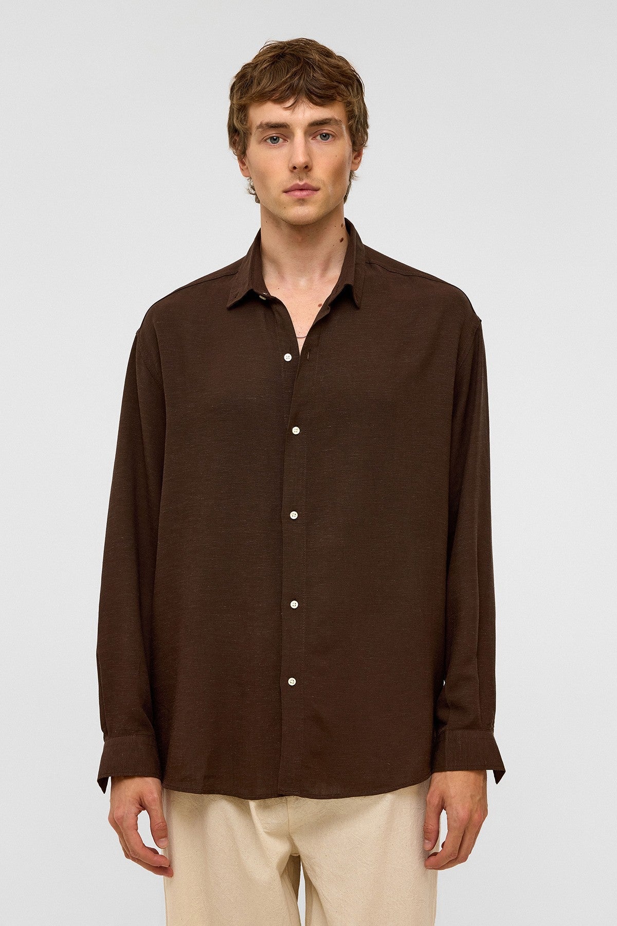 Oversized Long-Sleeved Linen Shirt