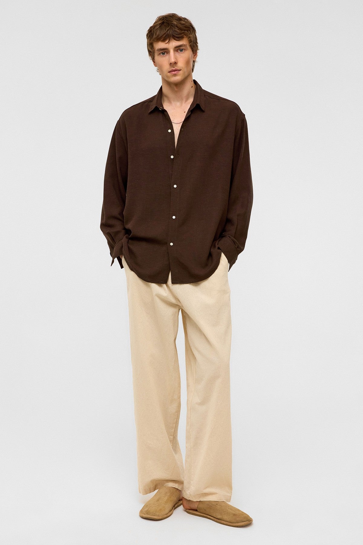 Oversized Long-Sleeved Linen Shirt
