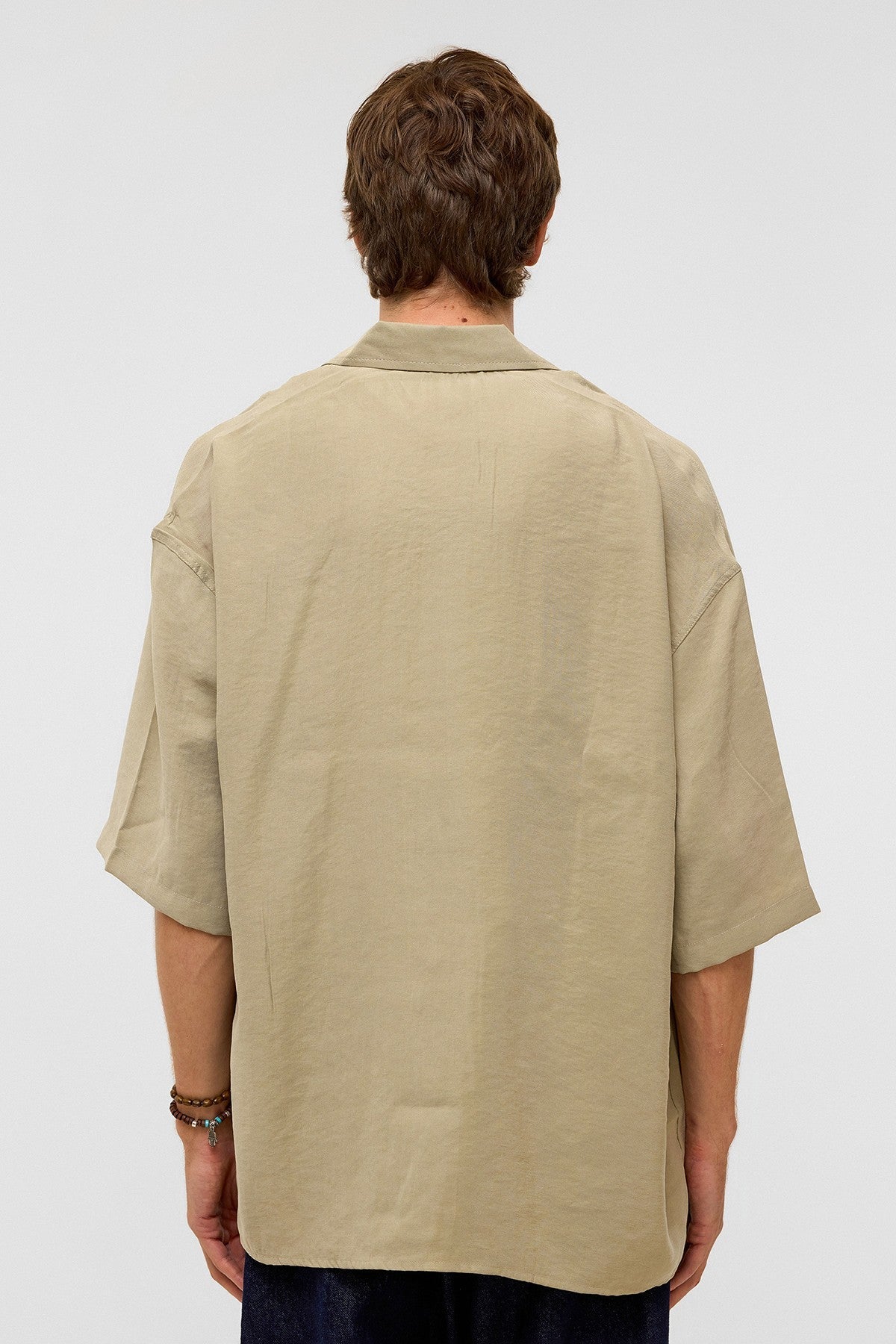 Basic Oversized Short-Sleeve Modal Shirt