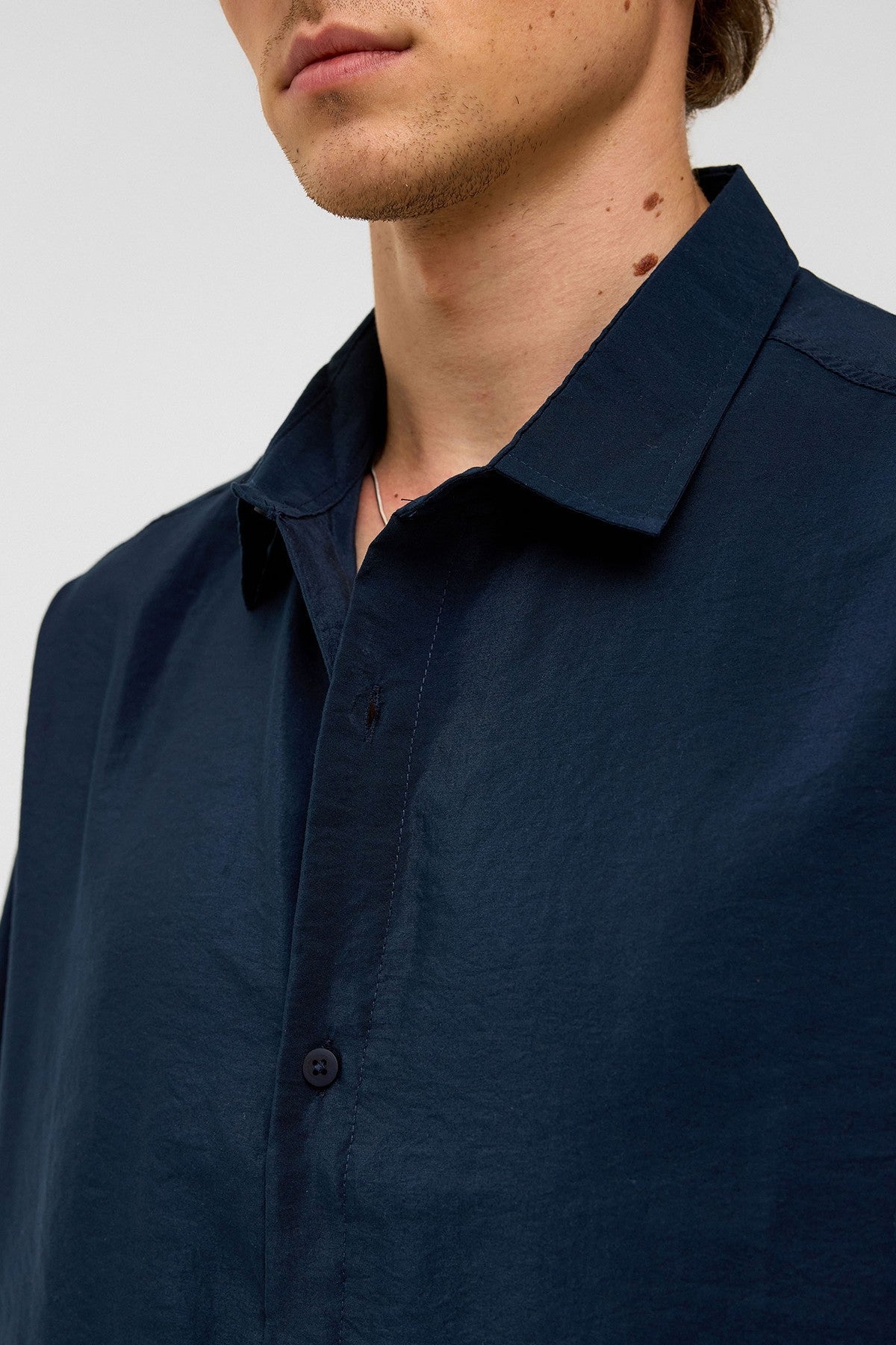 Basic Oversized Short-Sleeve Modal Shirt