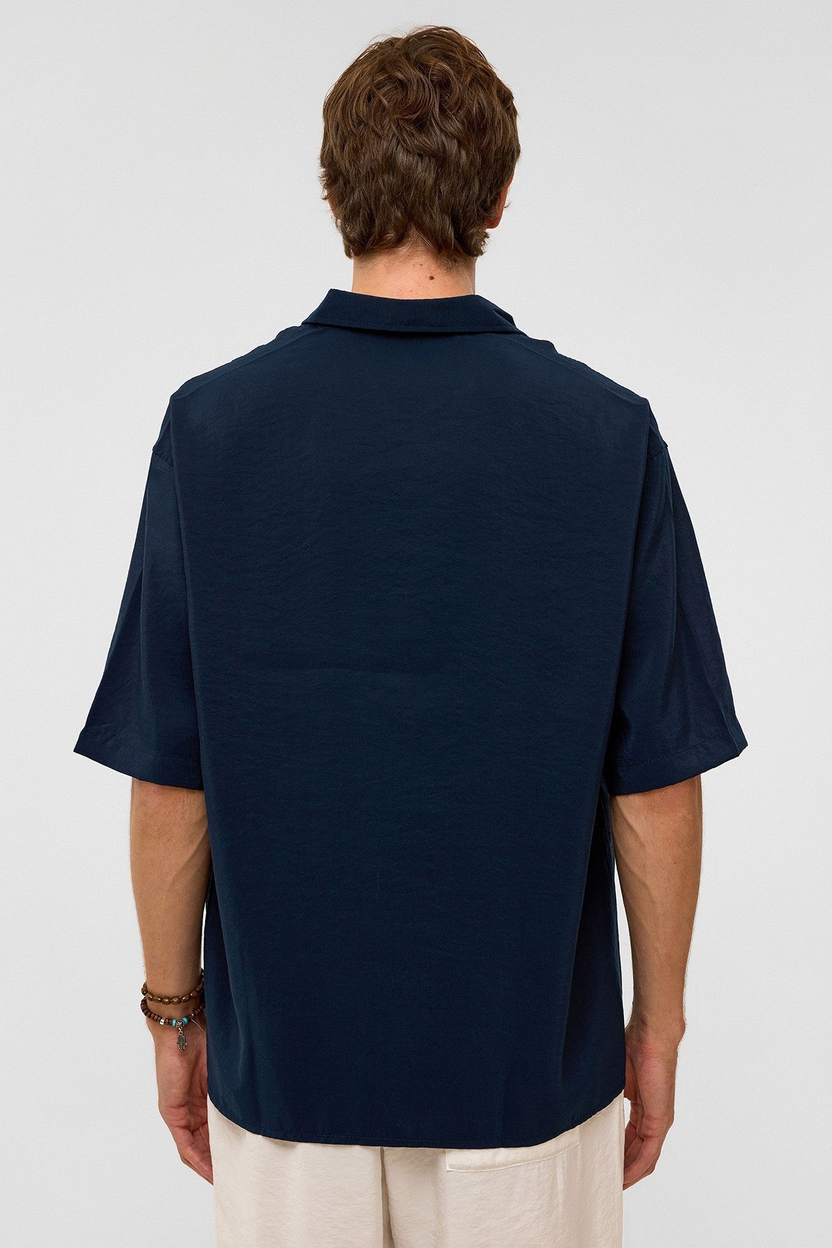 Basic Oversized Short-Sleeve Modal Shirt