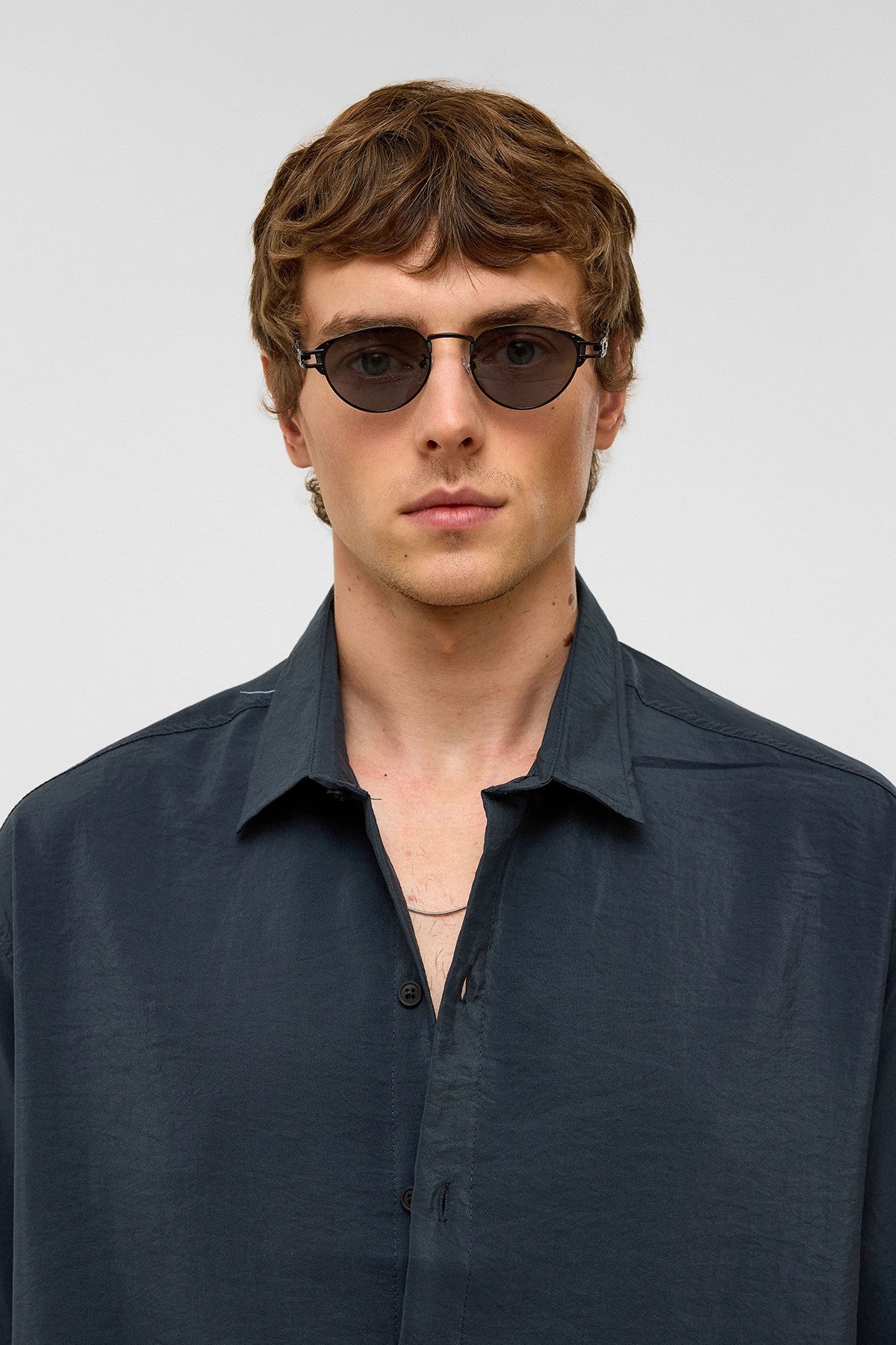 Basic Oversized Short-Sleeve Modal Shirt