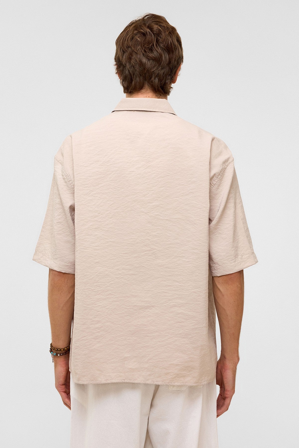 Basic Oversized Short-Sleeve Modal Shirt