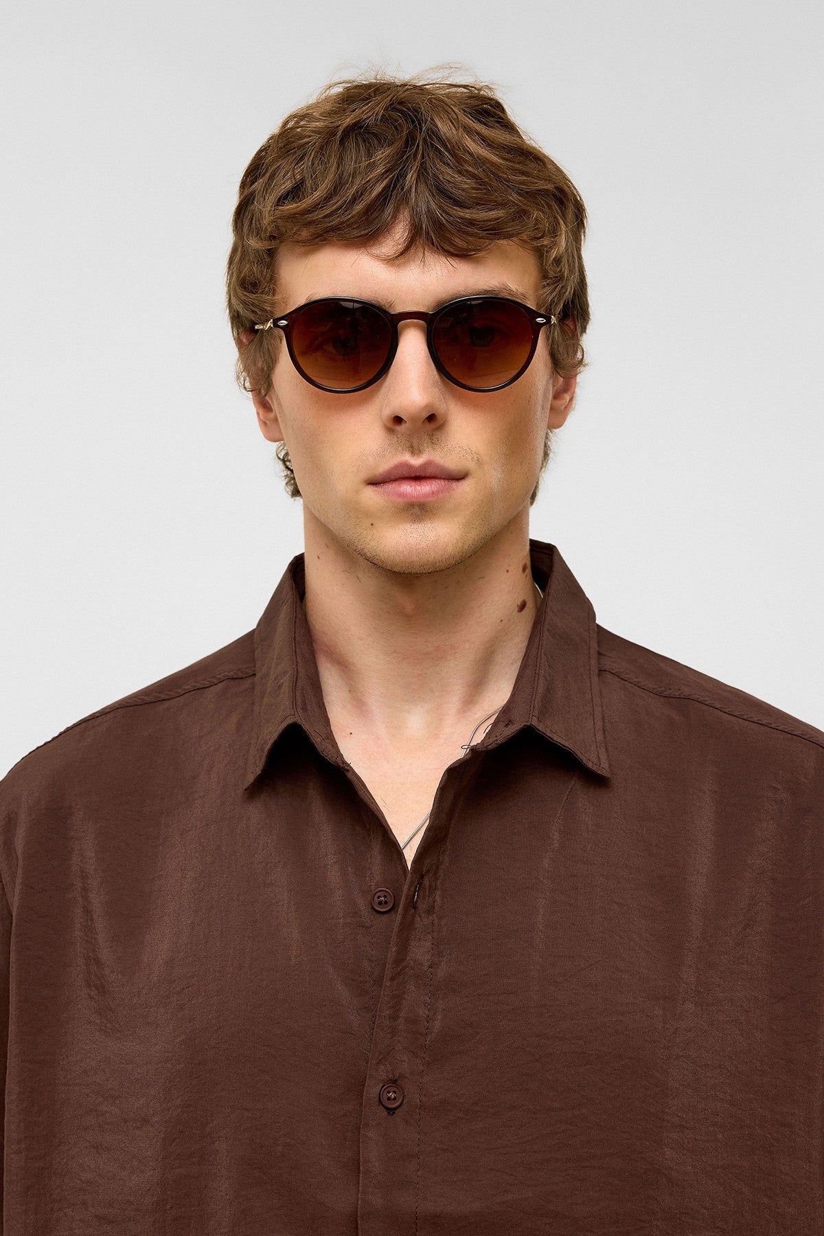 Basic Oversized Short-Sleeve Modal Shirt