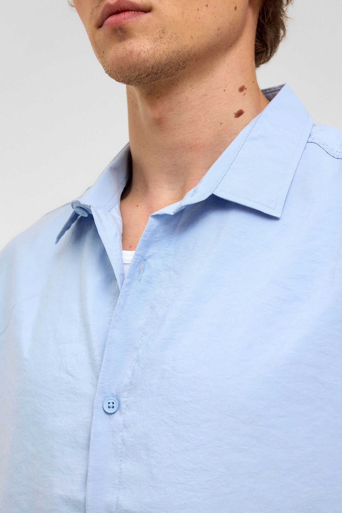 Basic Oversized Short-Sleeve Modal Shirt