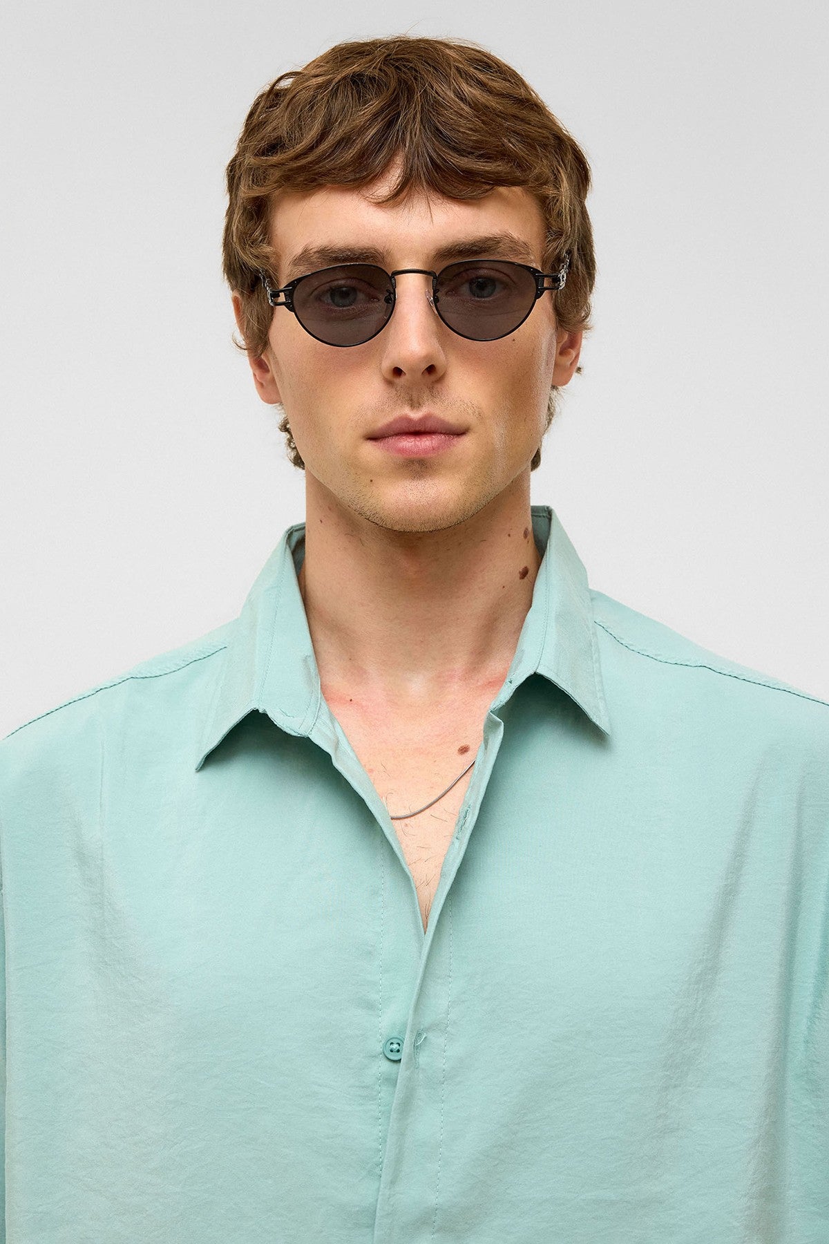 Basic Oversized Short-Sleeve Modal Shirt