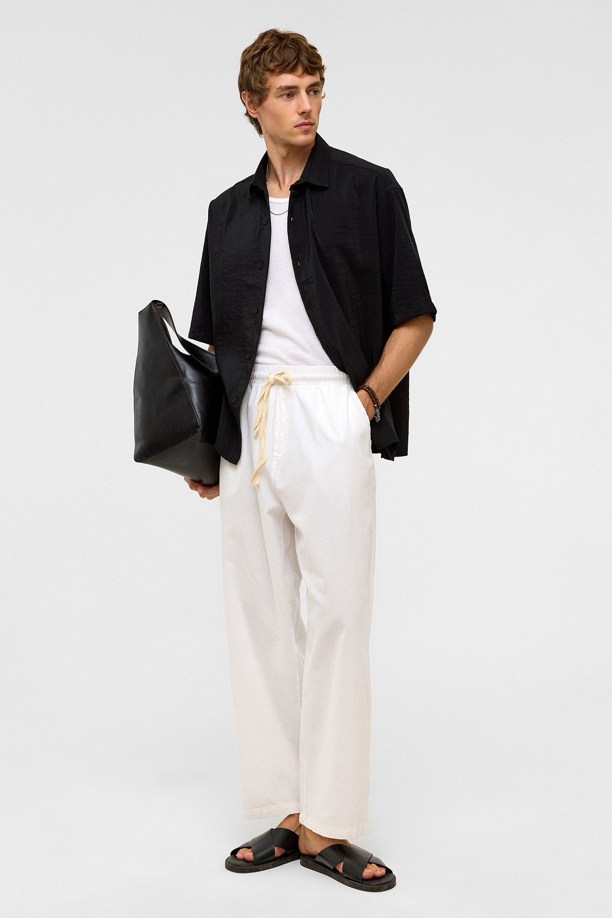 Basic Oversized Short-Sleeve Modal Shirt
