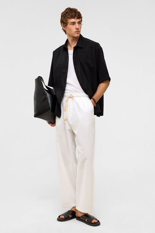 Basic Oversized Short-Sleeve Modal Shirt