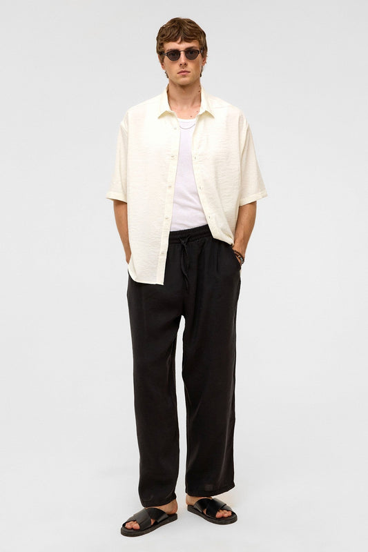 Basic Oversized Short-Sleeve Modal Shirt