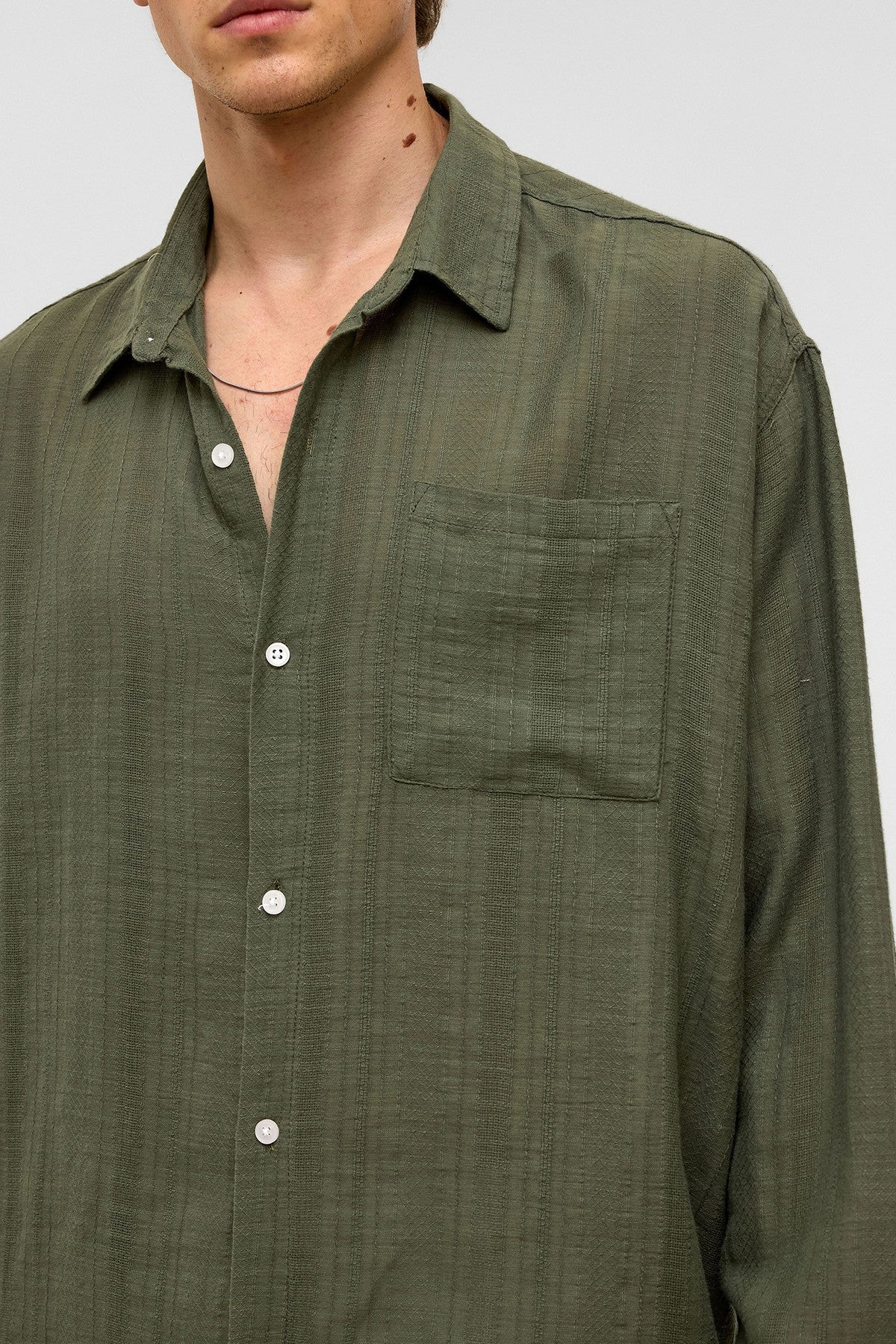 Oversized Striped Long-Sleeved Linen Shirt