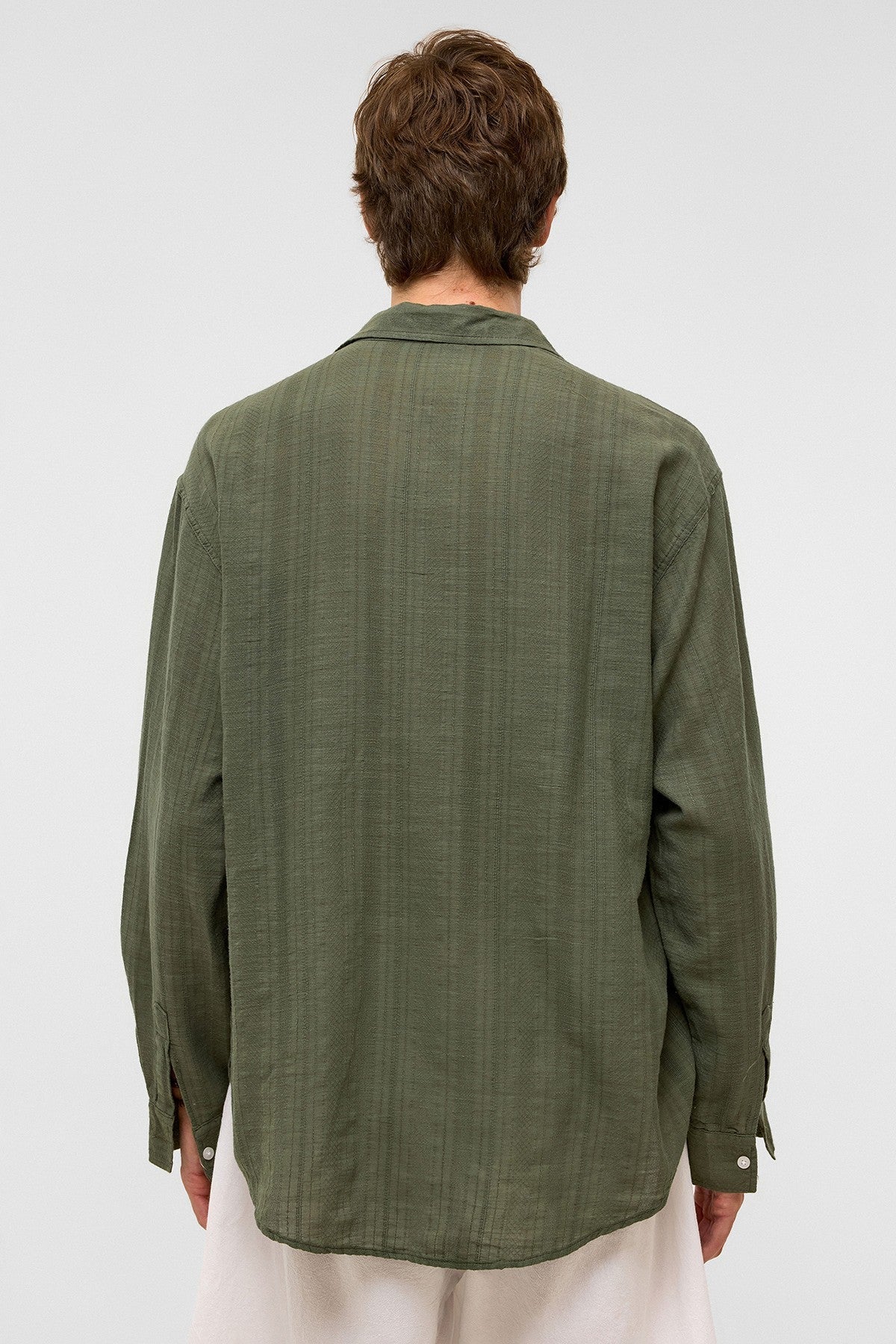 Oversized Striped Long-Sleeved Linen Shirt