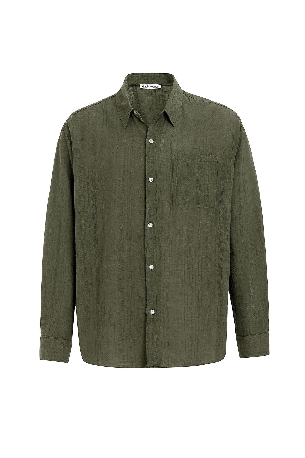 Oversized Striped Long-Sleeved Linen Shirt
