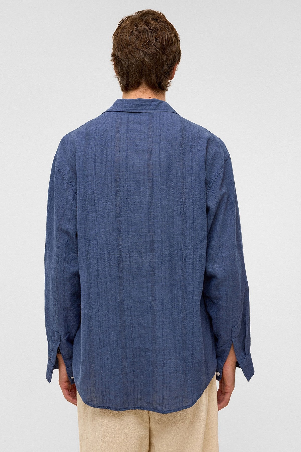 Oversized Striped Long-Sleeved Linen Shirt