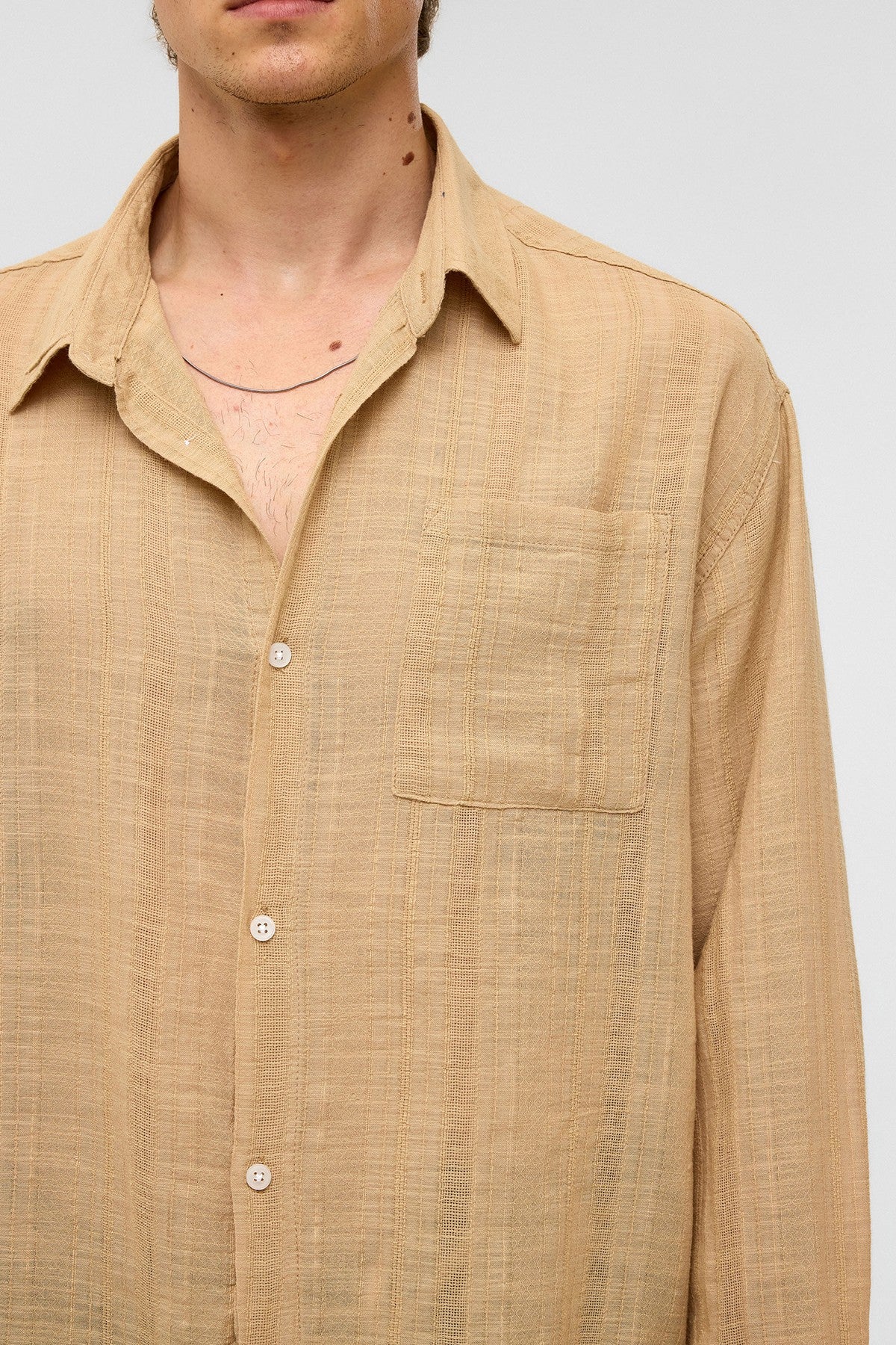 Oversized Striped Long-Sleeved Linen Shirt