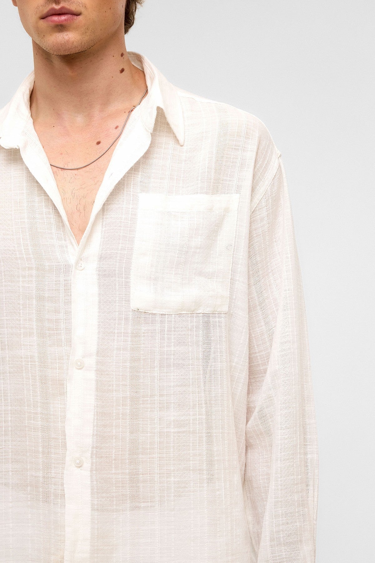 Oversized Striped Long-Sleeved Linen Shirt
