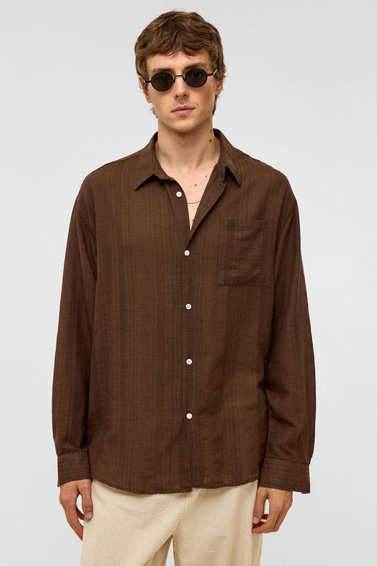 Oversized Striped Long-Sleeved Linen Shirt