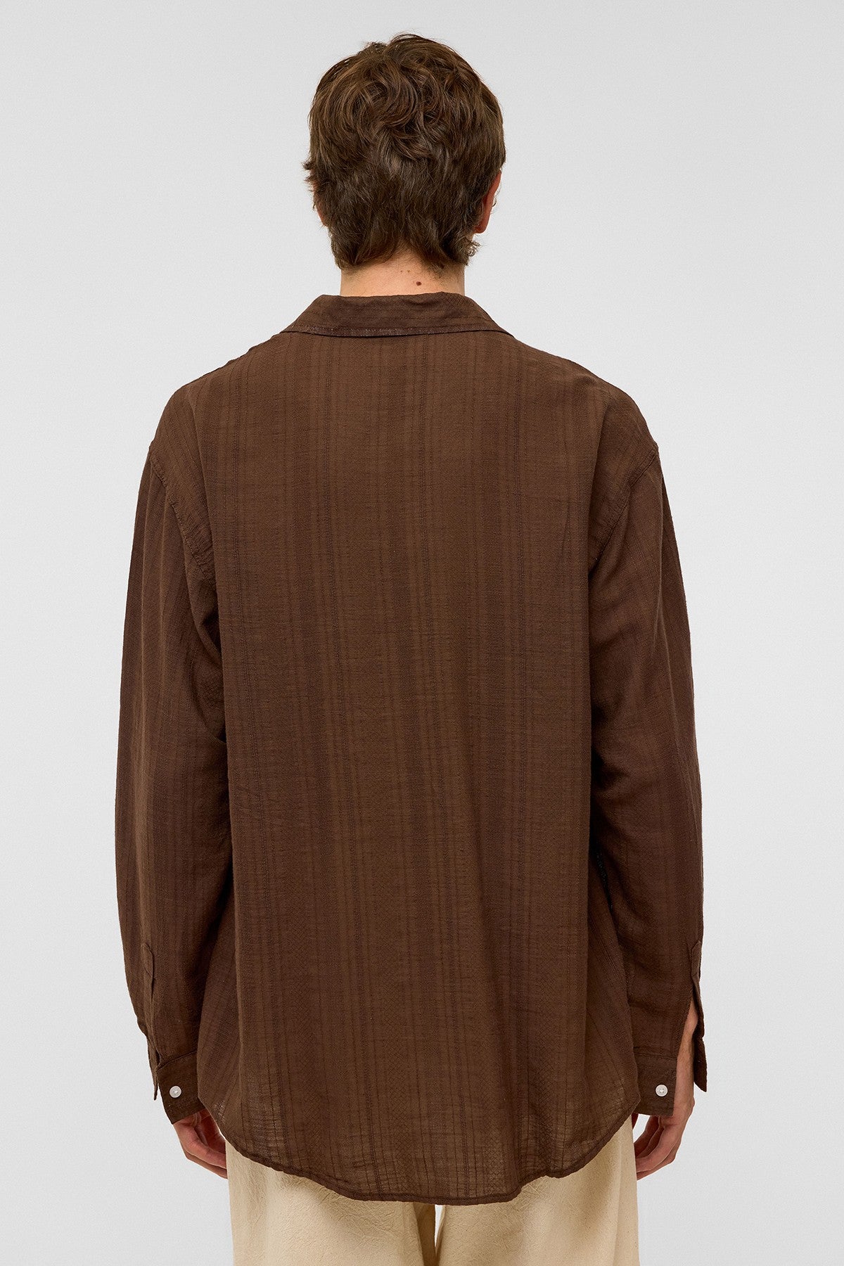 Oversized Striped Long-Sleeved Linen Shirt