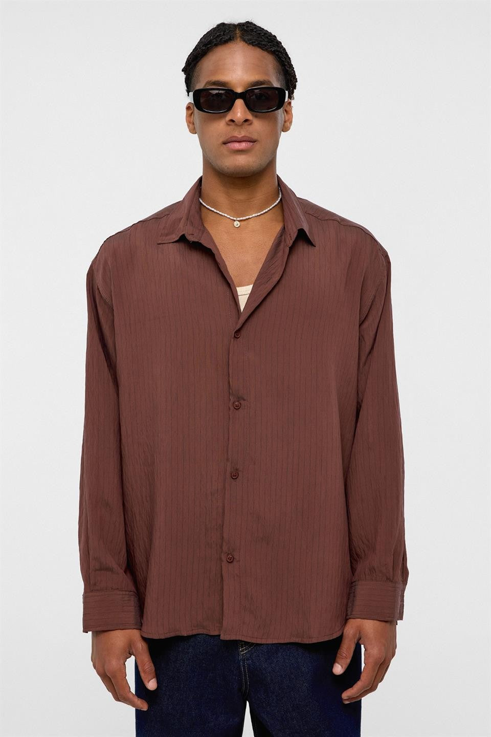 Oversized Striped Long-Sleeve Shirt
