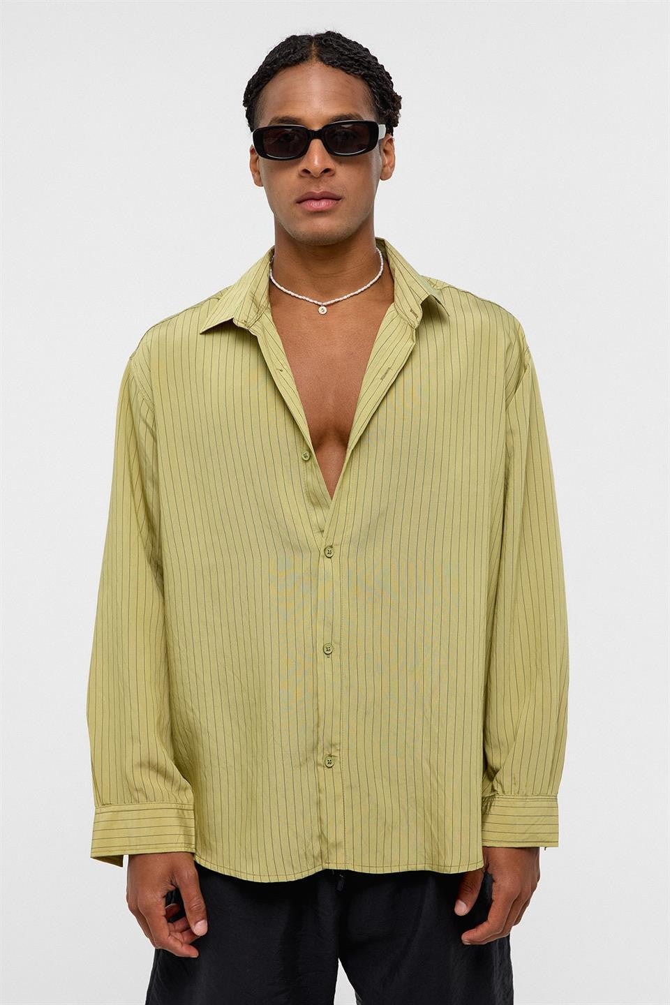 Oversized Striped Long-Sleeve Shirt
