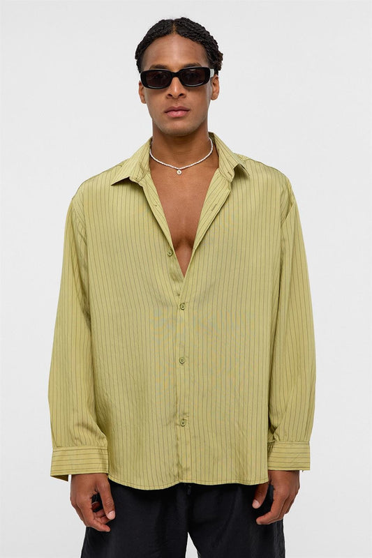 Oversized Striped Long-Sleeve Shirt