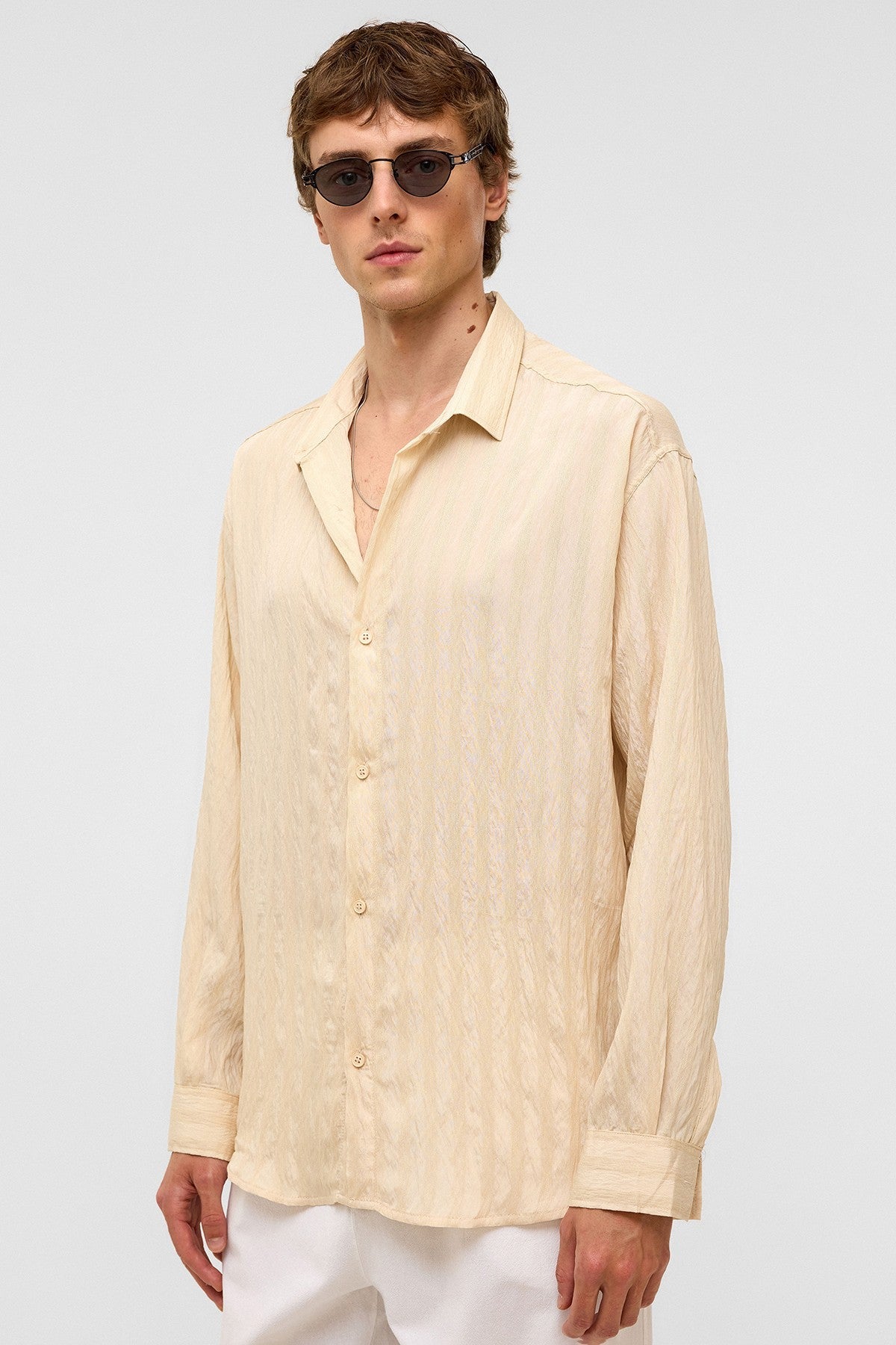 Oversized Long-Sleeved Modal Shirt