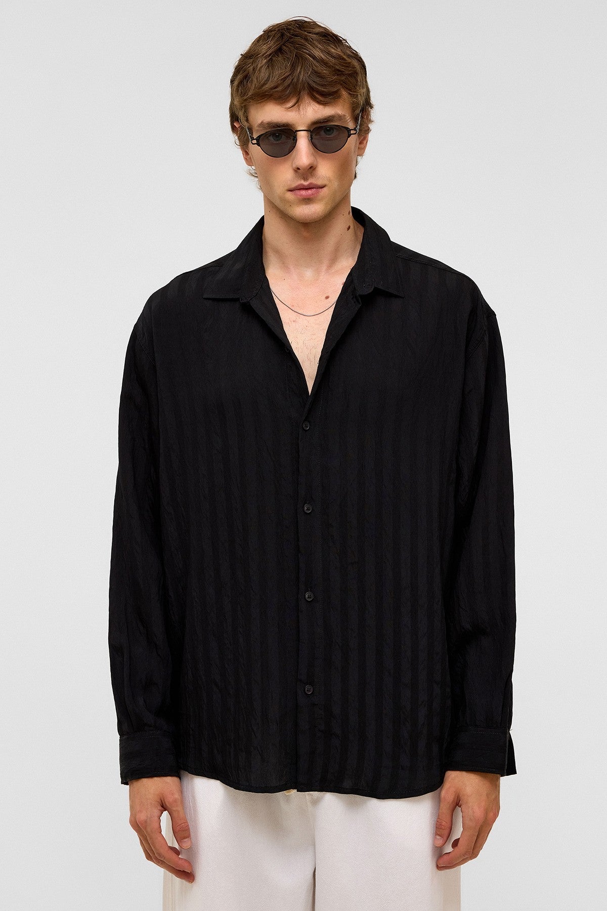 Oversized Long-Sleeved Modal Shirt