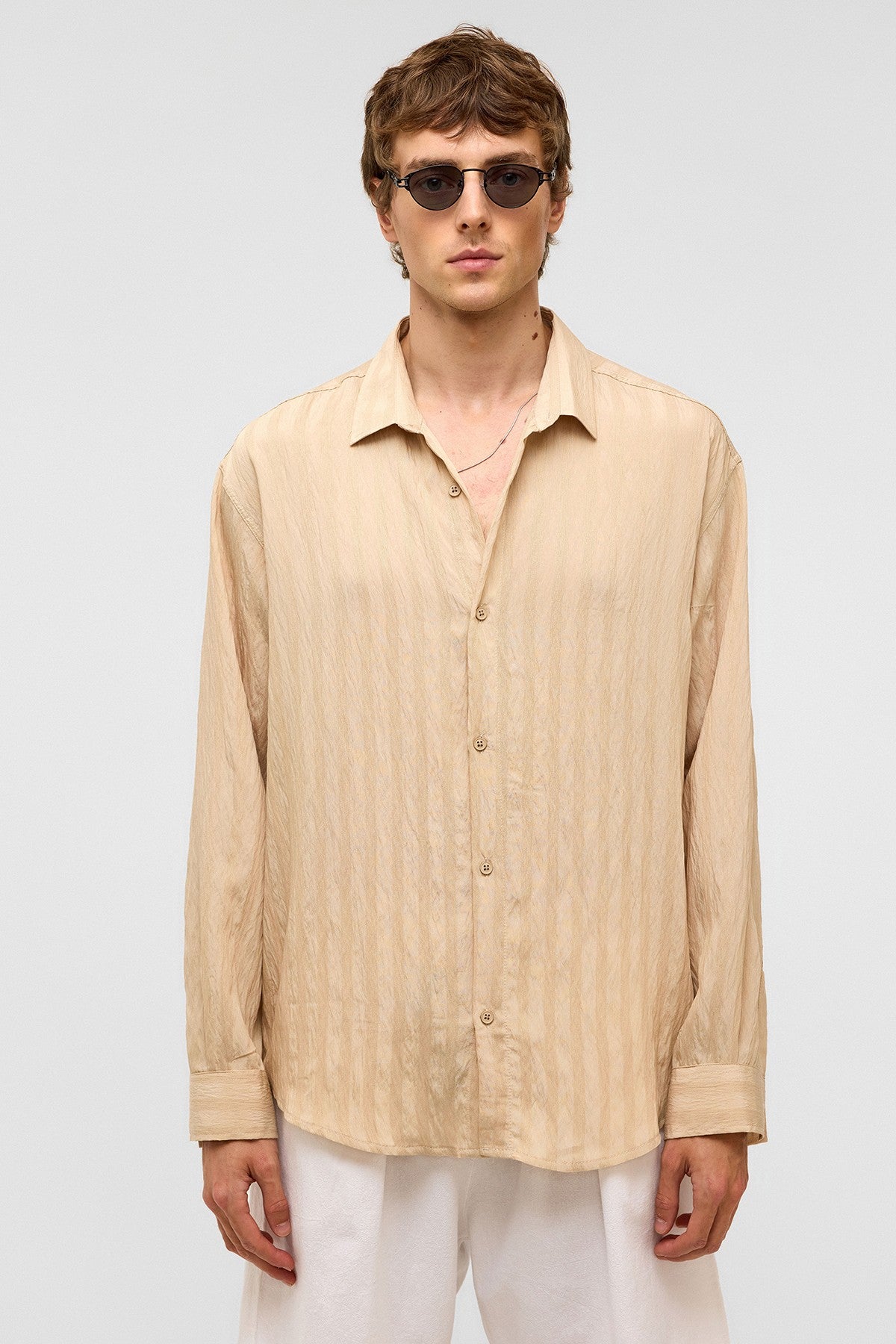 Oversized Long-Sleeved Modal Shirt