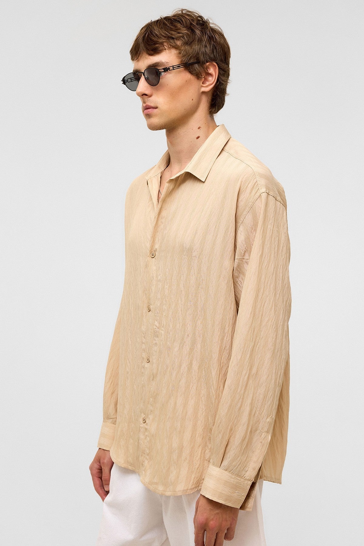 Oversized Long-Sleeved Modal Shirt