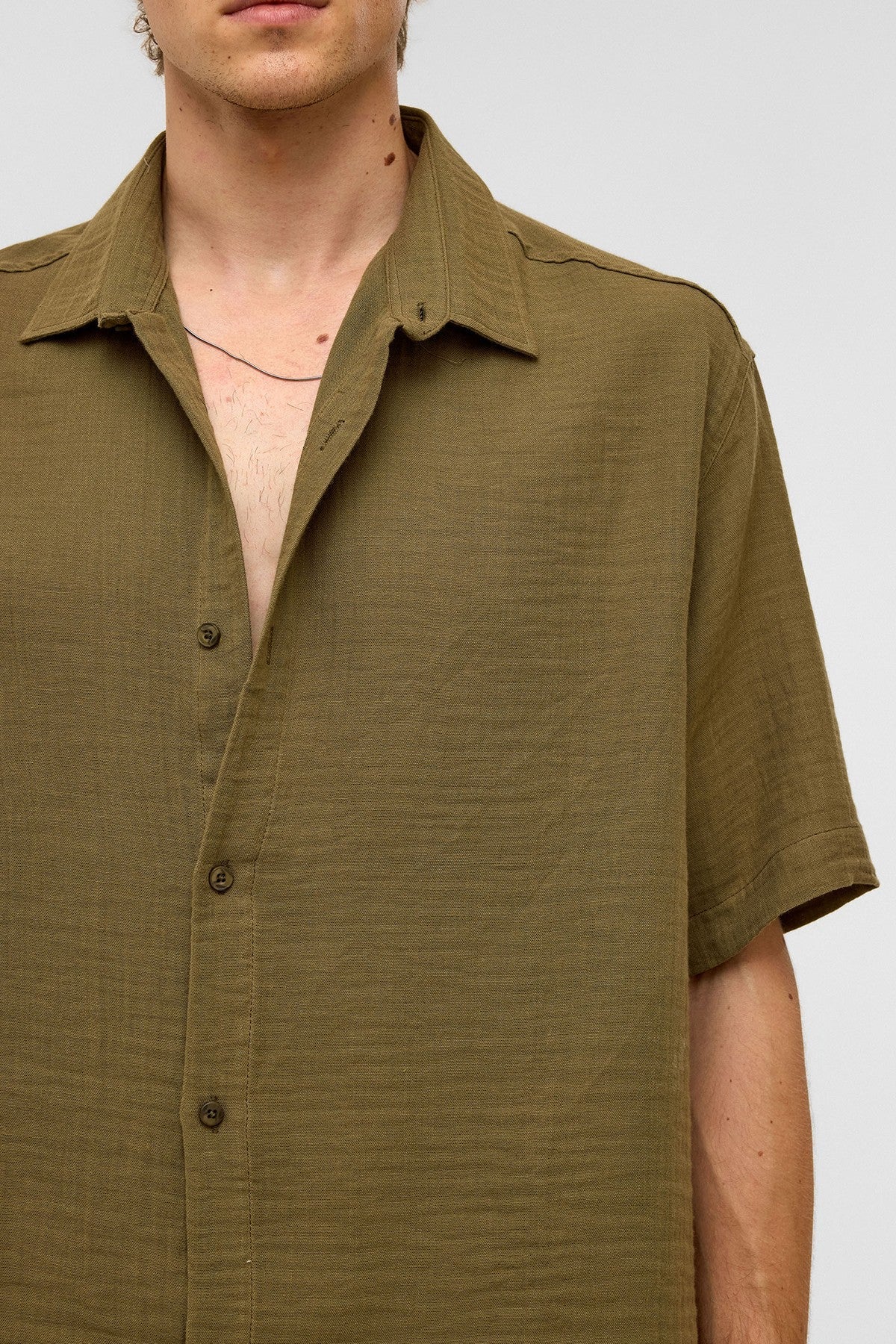Oversized Short-Sleeved Muslin Shirt