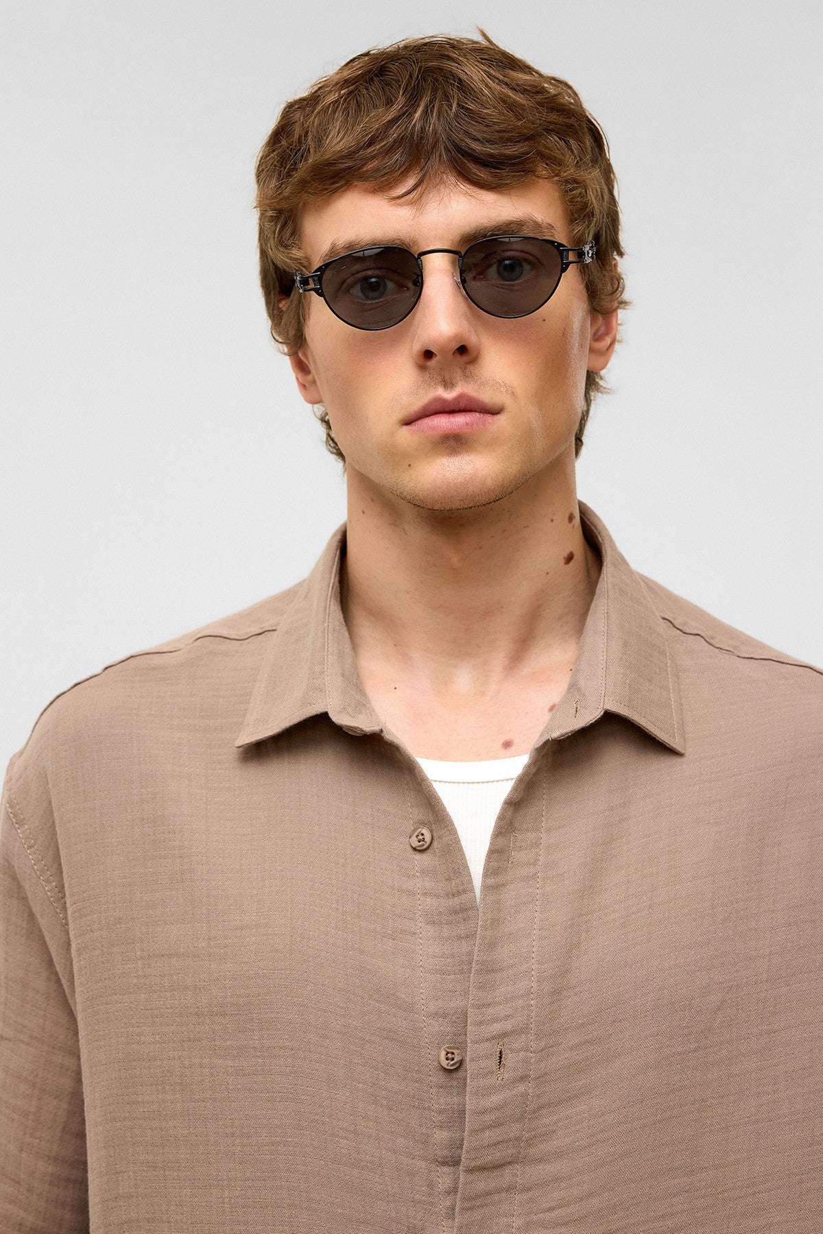 Oversized Short-Sleeved Muslin Shirt
