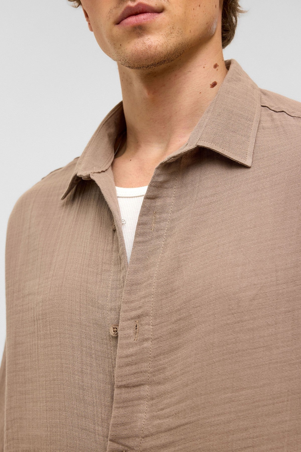 Oversized Short-Sleeved Muslin Shirt