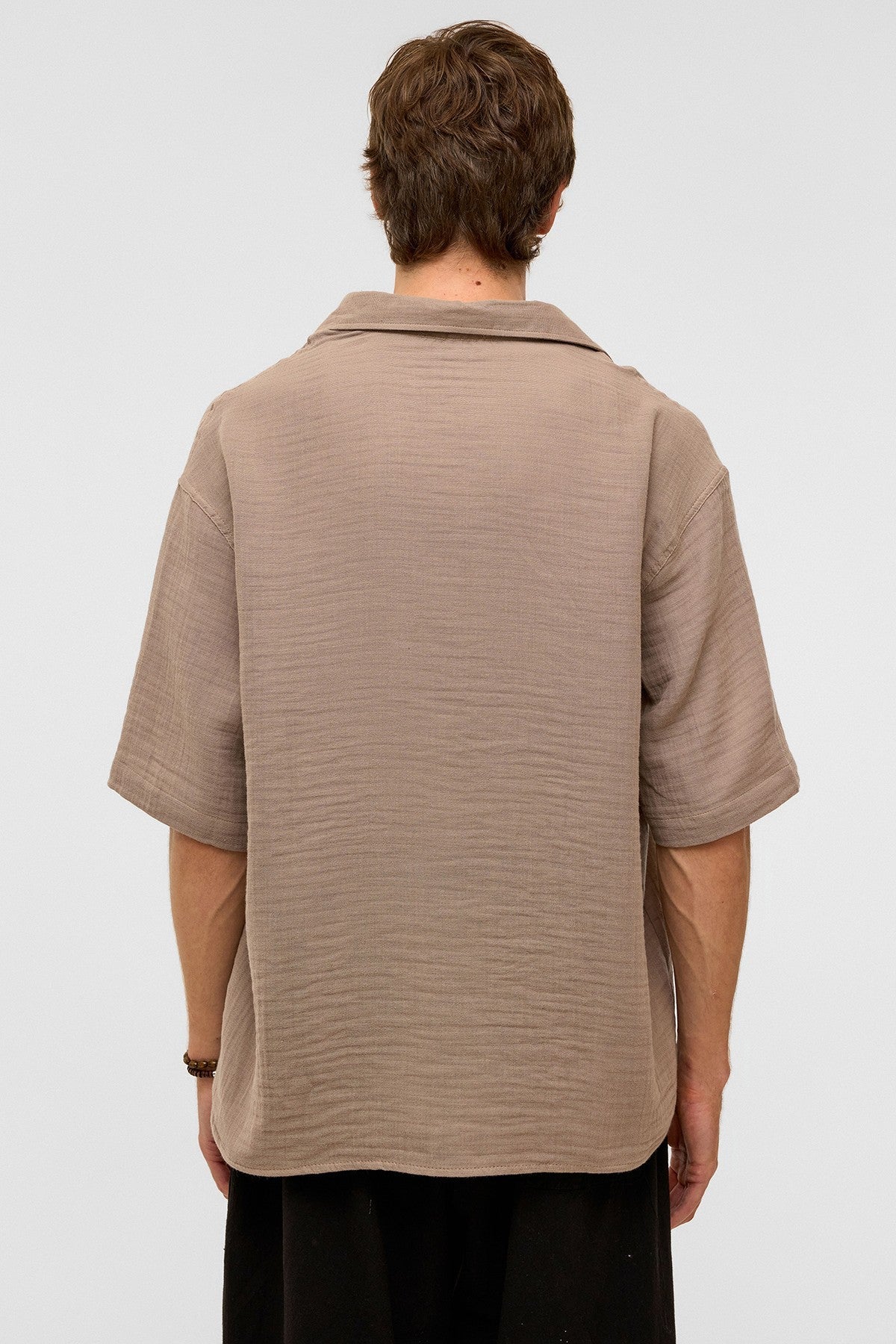 Oversized Short-Sleeved Muslin Shirt