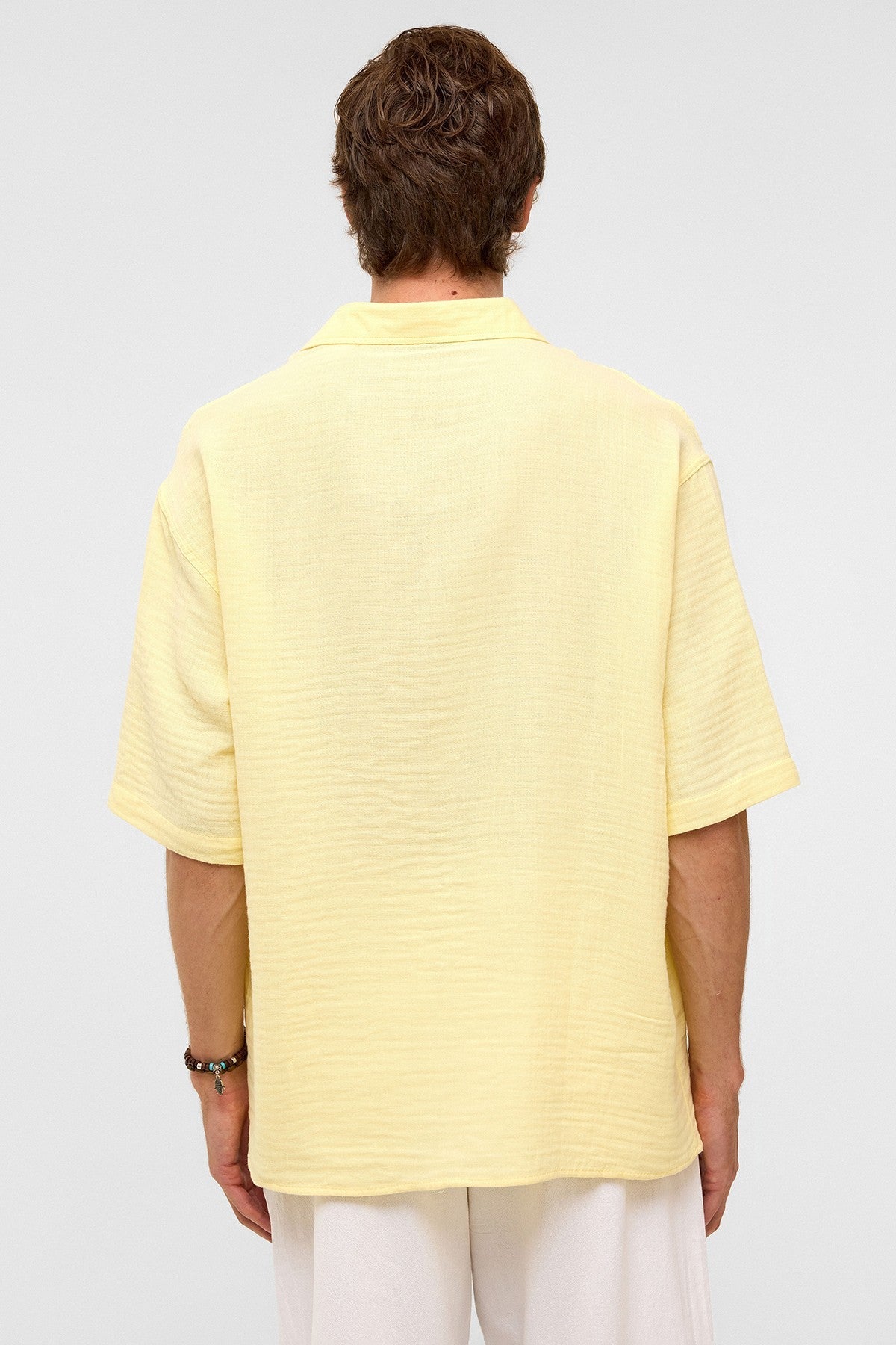 Oversized Short-Sleeved Muslin Shirt