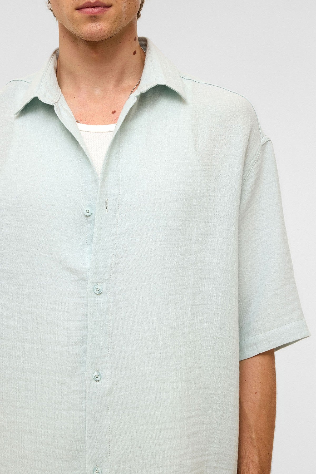 Oversized Short-Sleeved Muslin Shirt