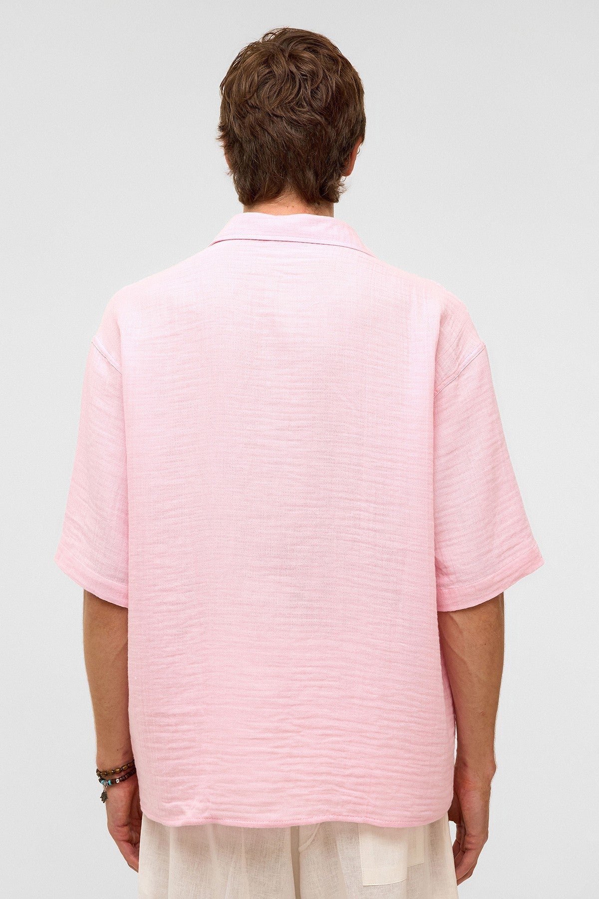 Oversized Short-Sleeved Muslin Shirt