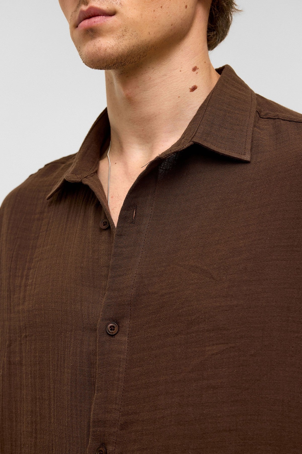 Oversized Short-Sleeved Muslin Shirt