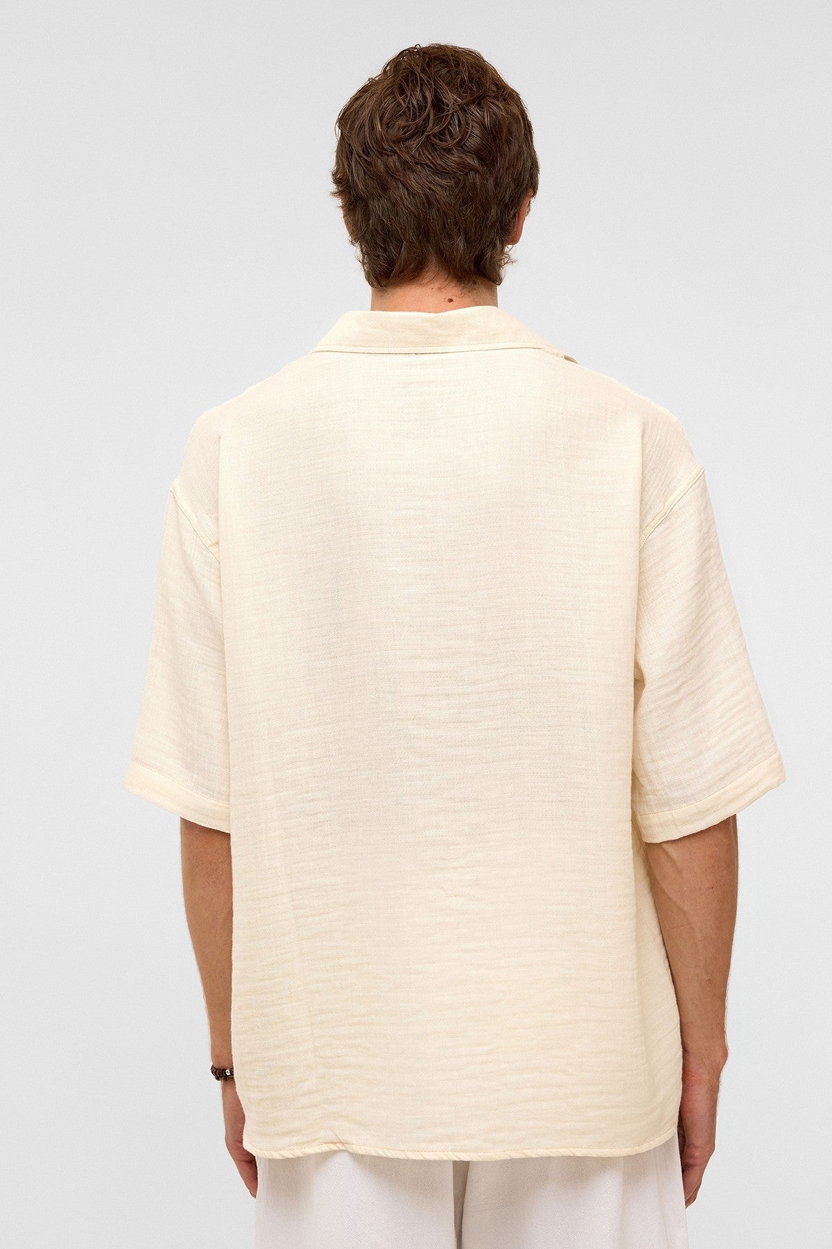 Oversized Short-Sleeved Muslin Shirt