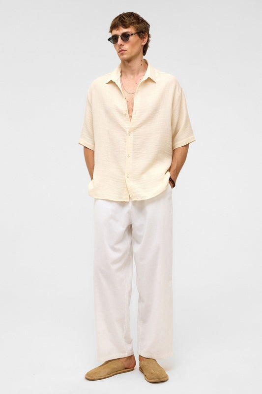 Oversized Short-Sleeved Muslin Shirt