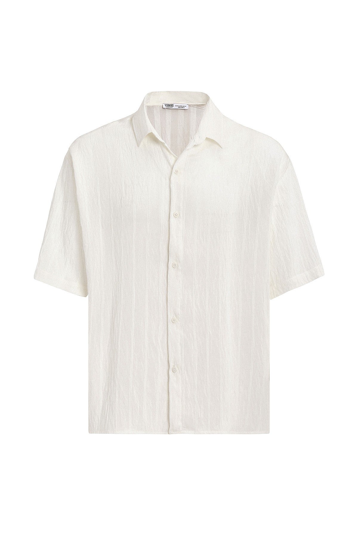 Oversized Striped Short-Sleeved Modal Shirt